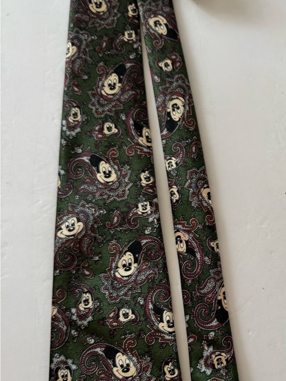 ALBEARI Men’s Necktie Mickey Mouse Novelty Paisley Green 58” Long